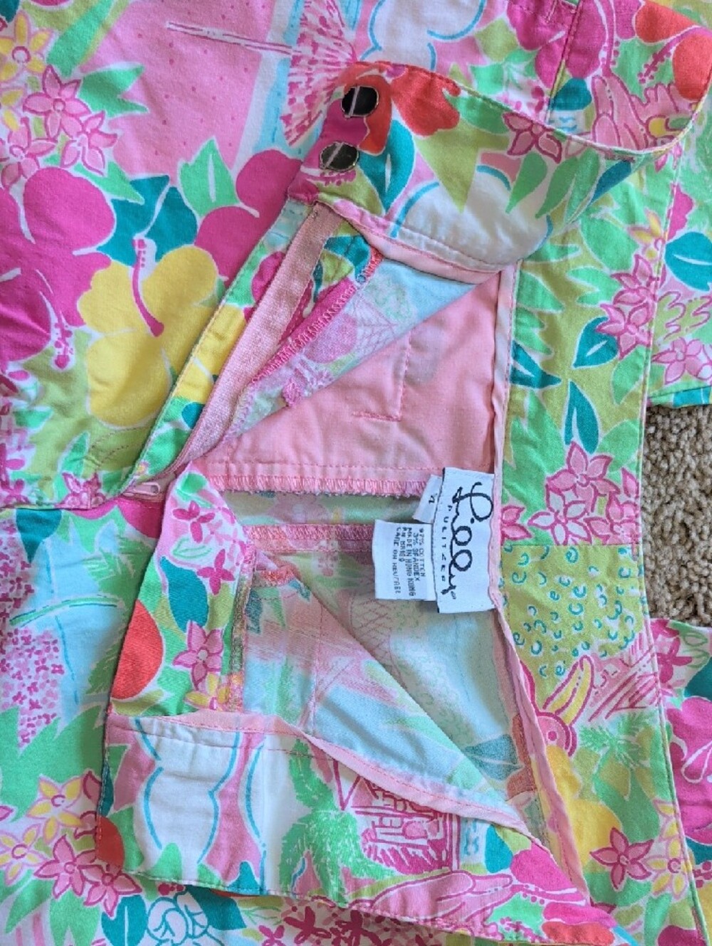 Lilly Pulitzer Bright Pink Green Yellow Floral Crop Pants - Picture 6 of 12